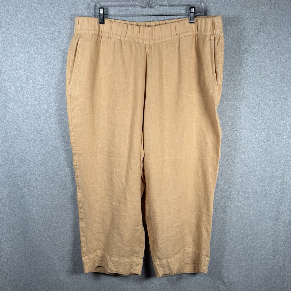 J Jill Pure Jill Pants Womens XL Light Orange Cropped Straight Pull On